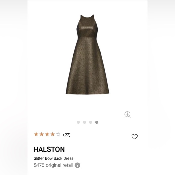 NWT Halston gold jacquard, back glitter bow dress Size 2 - Picture 4 of 8